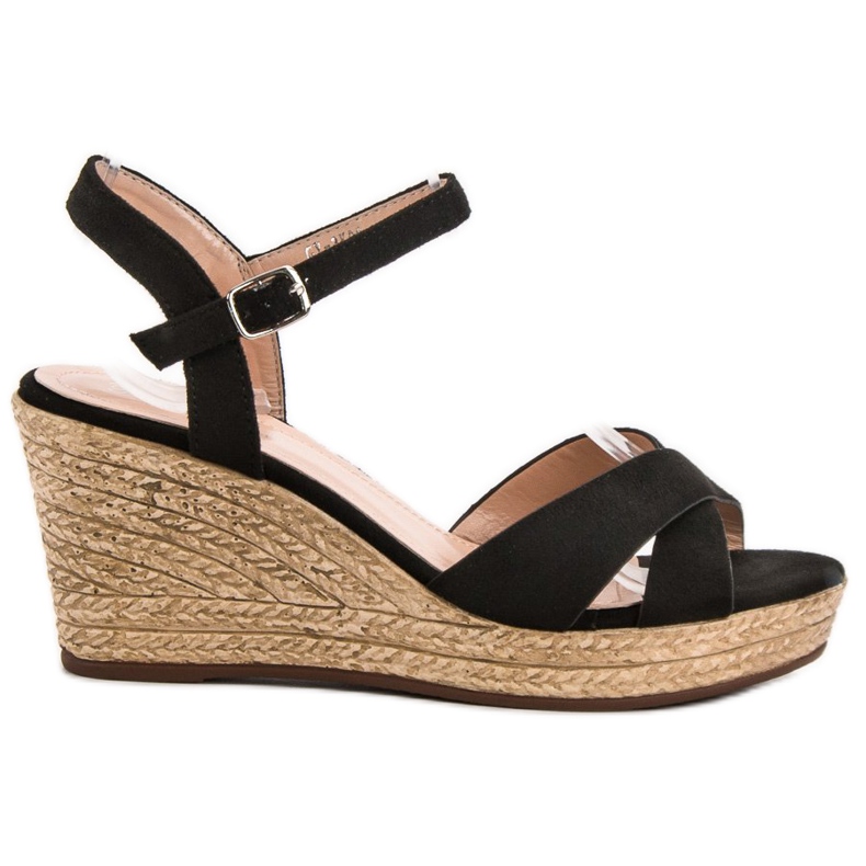 Best Shoes Svarta sandaler på kilen