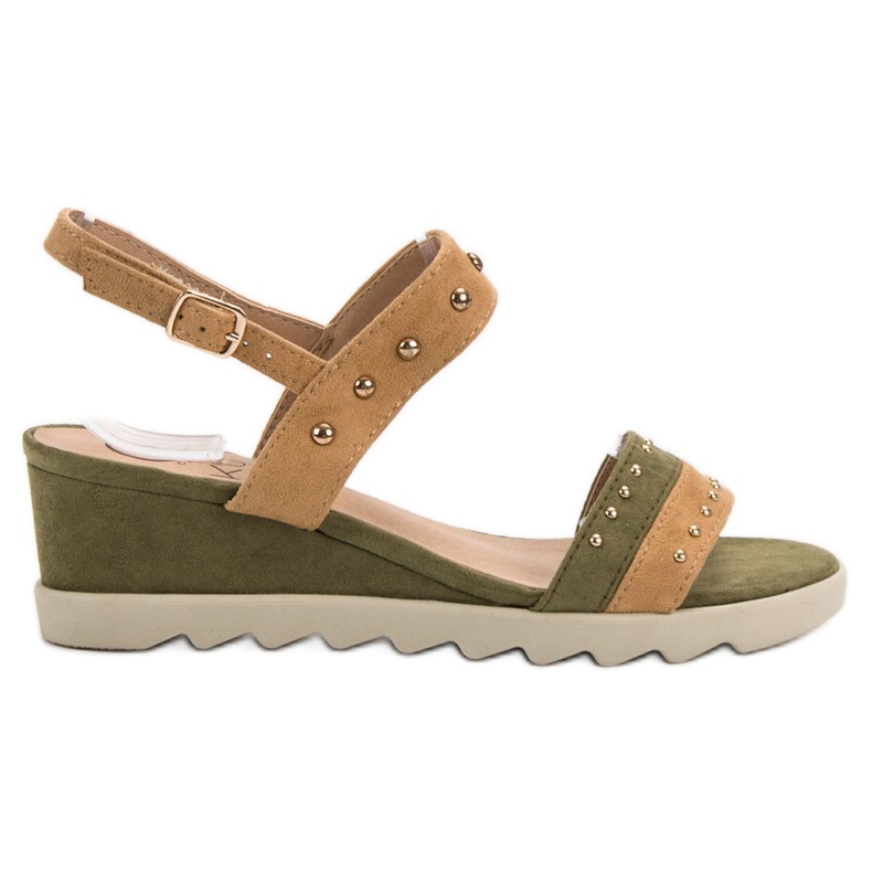 Kylie Sandaler med strass brun grön