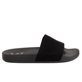 Svarta tofflor med stickat bälte PT-110 Svart