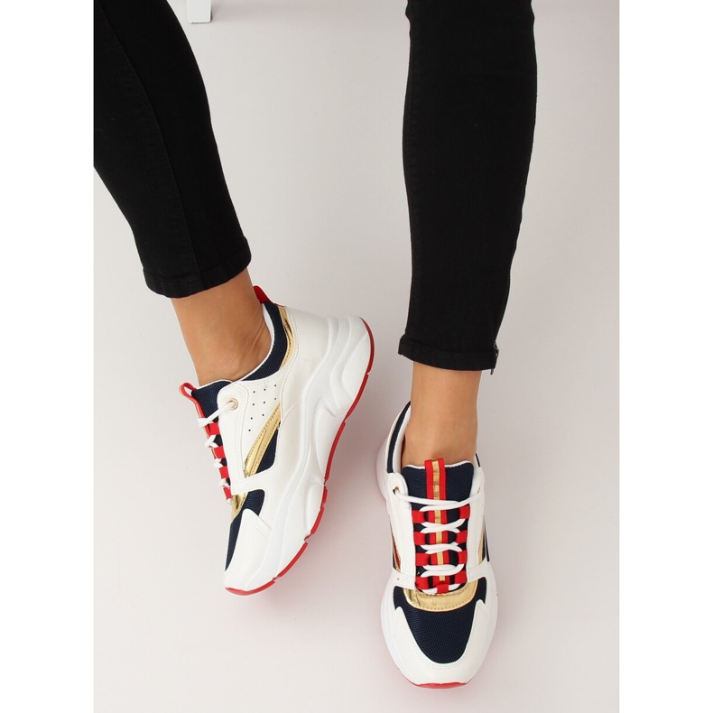 Multicolor sportskor BK008-47 VIT / BLÅ II-GAT marinblå