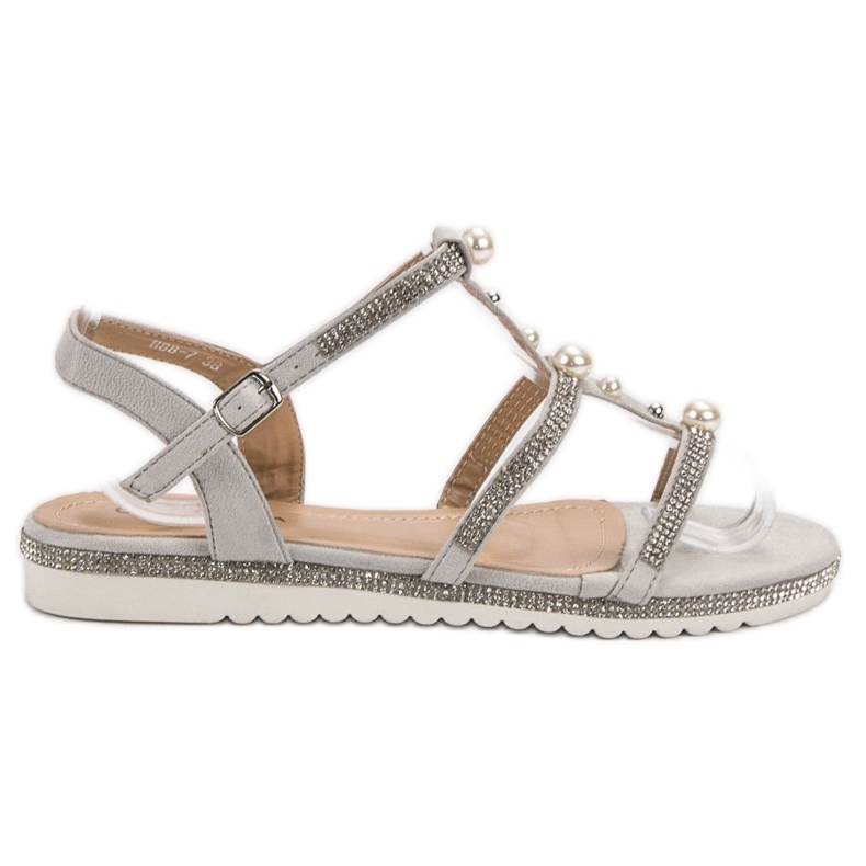 GUAPISSIMA Sandaler med pärlor grå