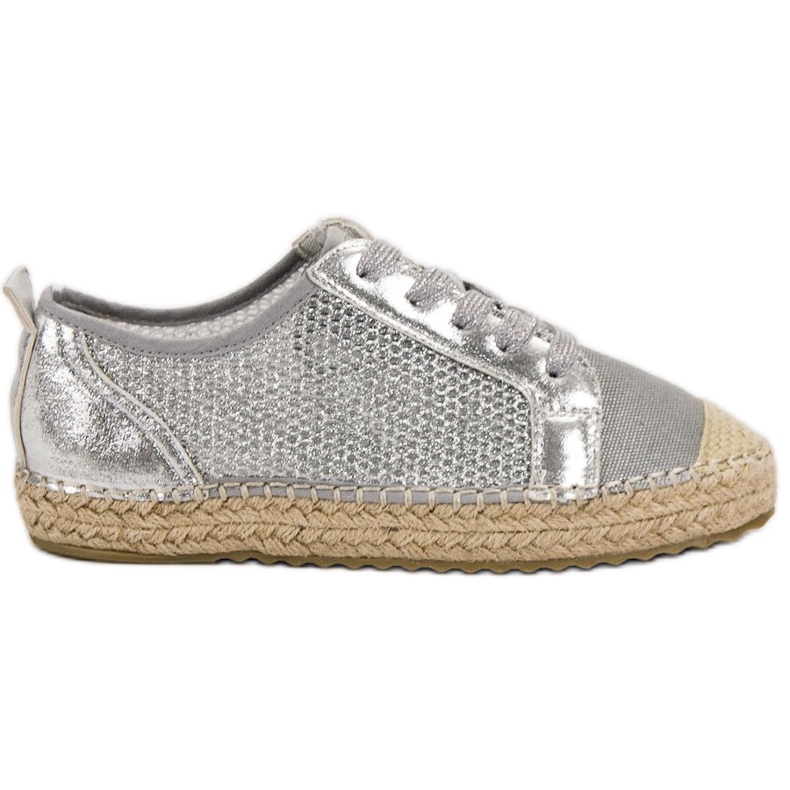 SHELOVET Openwork Laced Espadrilles grå
