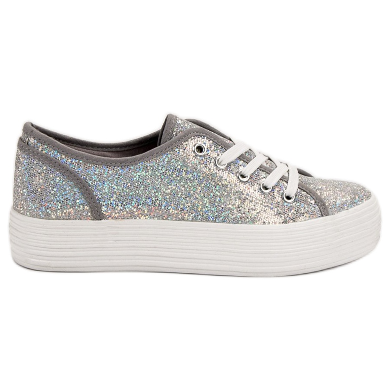 SHELOVET Sneakers med glitter grå