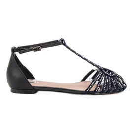 SHELOVET Trendiga sandaler med cubic zirconia svart blå