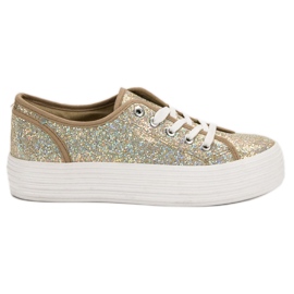 SHELOVET Sneakers med glitter gul