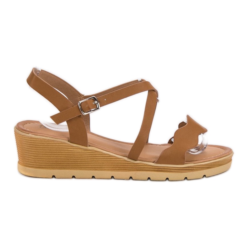 Best Shoes Camel Wedge Sandaler brun