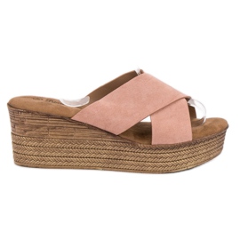 SHELOVET Powder Wedge Tofflor rosa