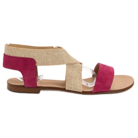 SHELOVET Eleganta platta sandaler brun rosa