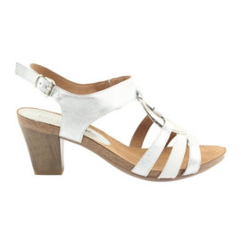 Caprice damsandaler med en prydnad 28308 silveroval vit grå