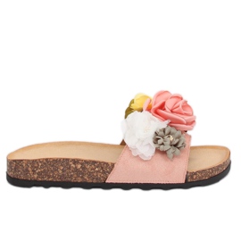 Tofflor med blommor rosa 218-170 Rosa