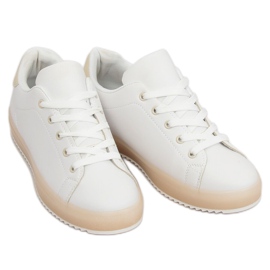 Kvinnors vita och beige sneakers 9118 Beige brun
