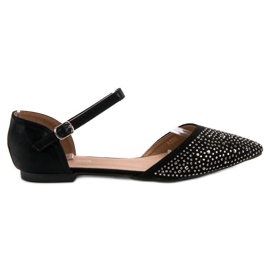 Primavera Fästade ballerinor med cubic zirconia svart