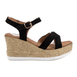 JESSY ROSS Svarta sandaler i mocka