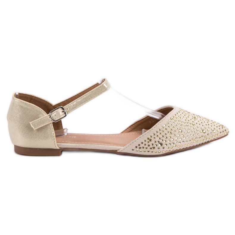 Primavera Fästade ballerinor med cubic zirconia gul