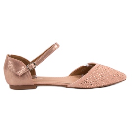 Primavera Fästade ballerinor med cubic zirconia rosa