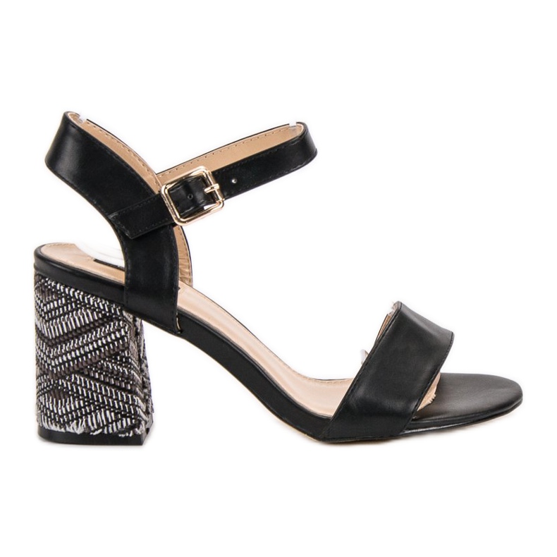 SDS Sandaler med dekorativ häl svart