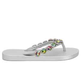 Eleganta flip-flops med silver JH69 silverstenar grå