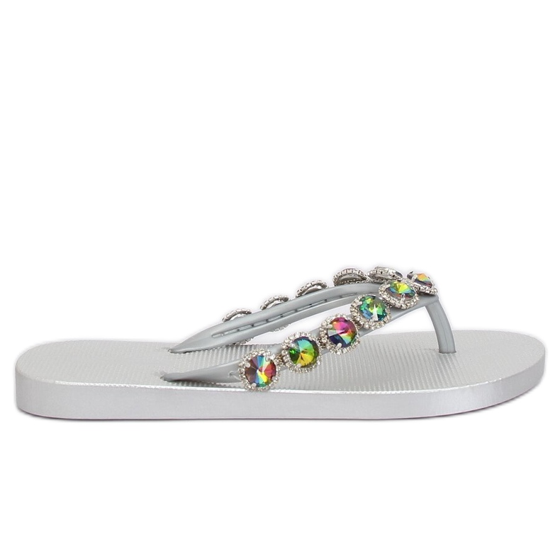 Eleganta flip-flops med silver JH69 silverstenar grå