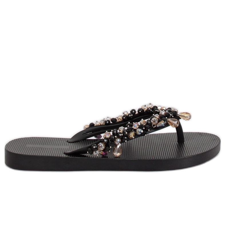 Svart JH68 Svarta flip-flops med pärlor