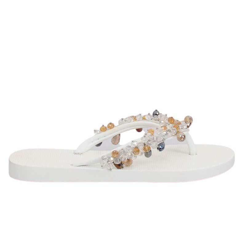 Vita flip-flops med JH68 vita pärlor