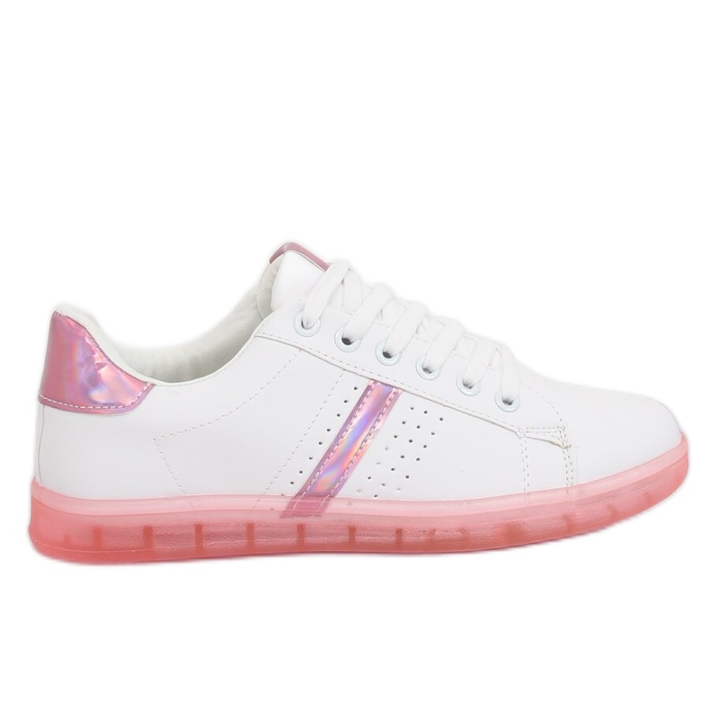 Kvinnors vita och rosa sneakers 2B9XX923 WHITE / ROSERED