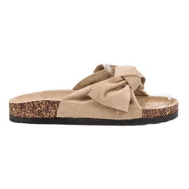 Mannika Tofflor Med Rosett brun