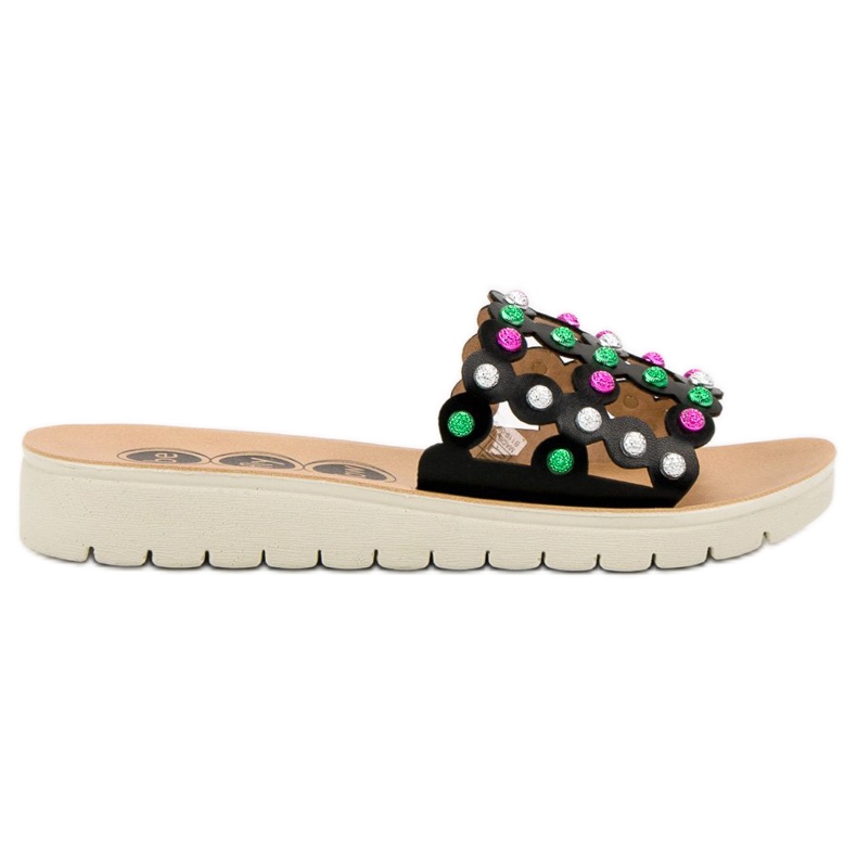 SHELOVET Casual tofflor för kvinnor svart mångfärgad