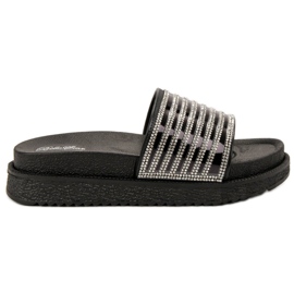 Bello Star Tofflor Med Kristaller svart