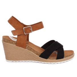 Svarta F-18 svarta kile sandaler brun