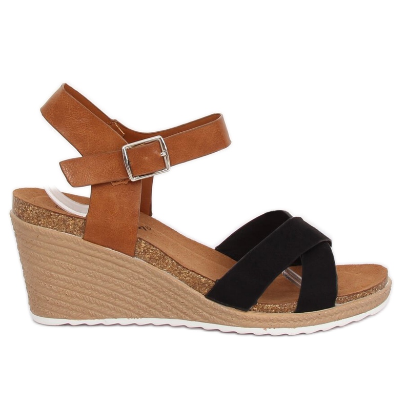 Svarta F-18 svarta kile sandaler brun