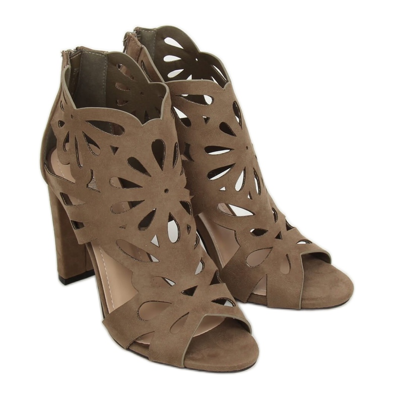 Gröna openwork-stövlar AT-0657-L Gröna mångfärgad