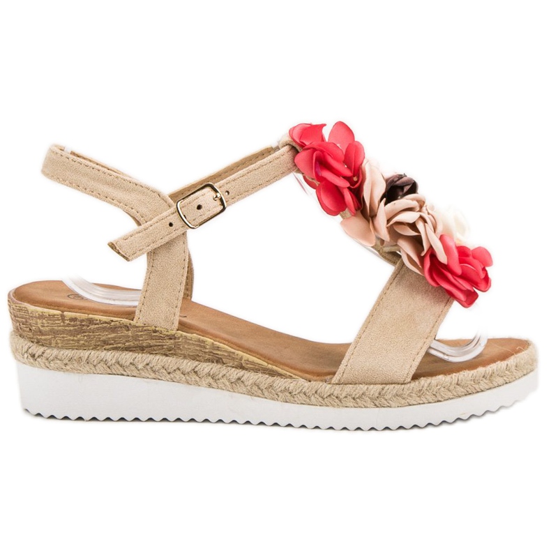 SHELOVET Sandaler i mocka med blommor brun