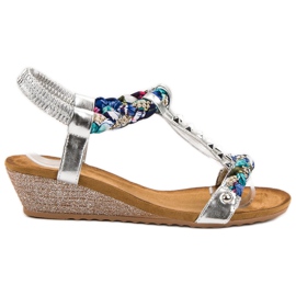 SHELOVET Dekorerade kilsandaler grå mångfärgad