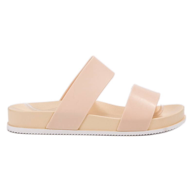 Laura Mode Beige gummi tofflor