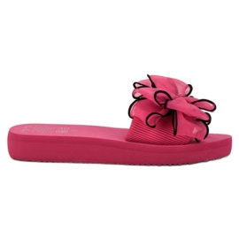 Best Shoes Skum tofflor med rosett rosa