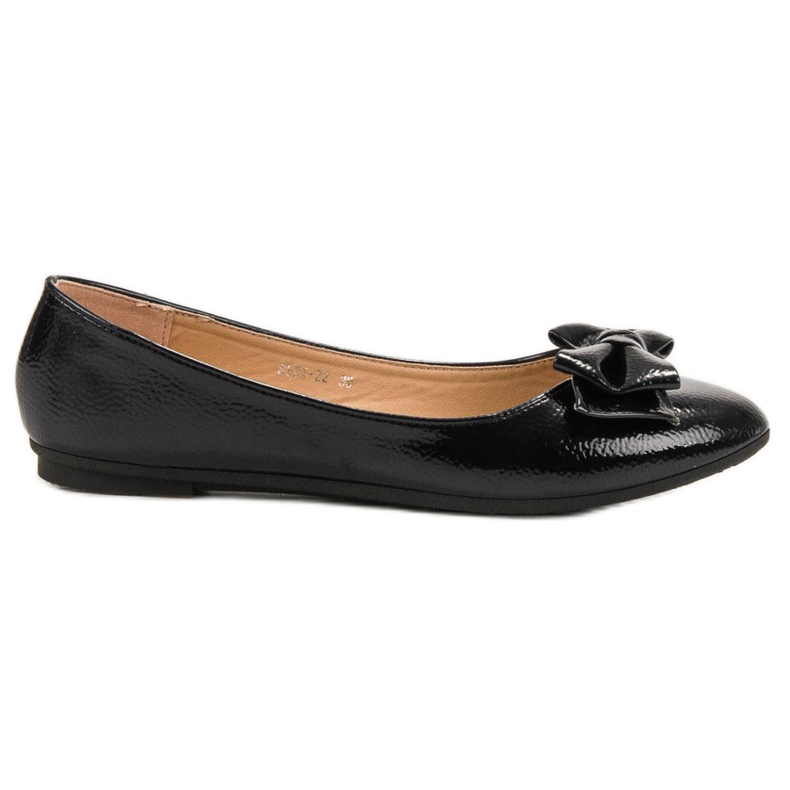 Comer Lackerade Ballerinor Med En Rosett svart