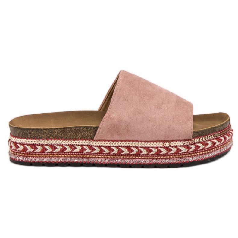 Jumex Dekorerade tofflor på plattformen rosa