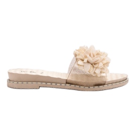 Anesia Paris Gummi tofflor med blommor brun