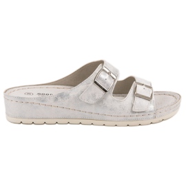 Goodin Tofflor Med Spänne vit grå