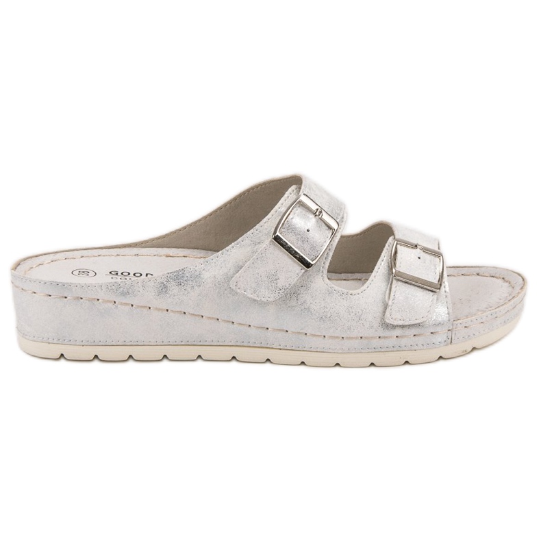 Goodin Tofflor Med Spänne vit grå