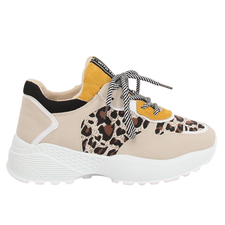 BL170P beige sportskor med leopardmönster brun gul