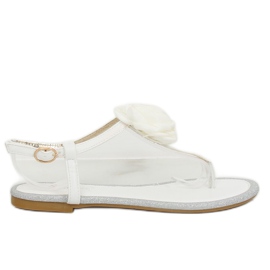 Flip-flops med en blomma vit T314P Vit
