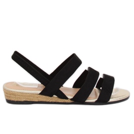 Svart SM007 Svarta espadrillessandaler