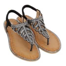 Svarta flip-flops med stenar ZY172 svart
