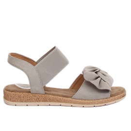 Grå damsandaler med rosett F3055 Grå
