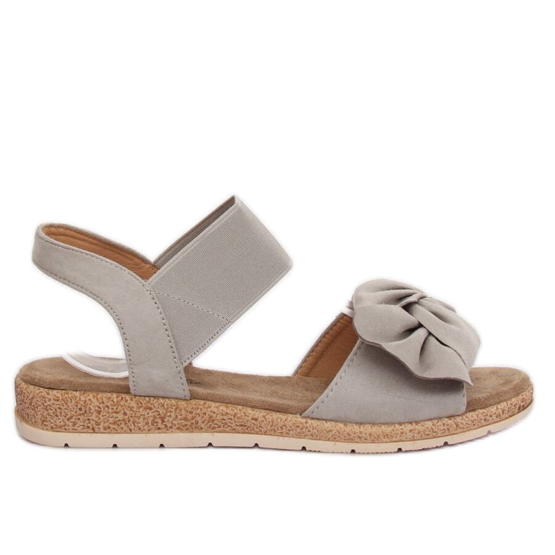 Grå damsandaler med rosett F3055 Grå