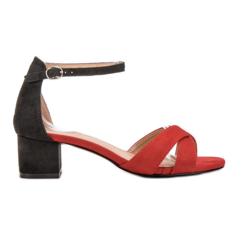 Best Shoes Snygga högklackade sandaler svart röd