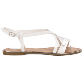 Anesia Paris Lackerade platta sandaler vit