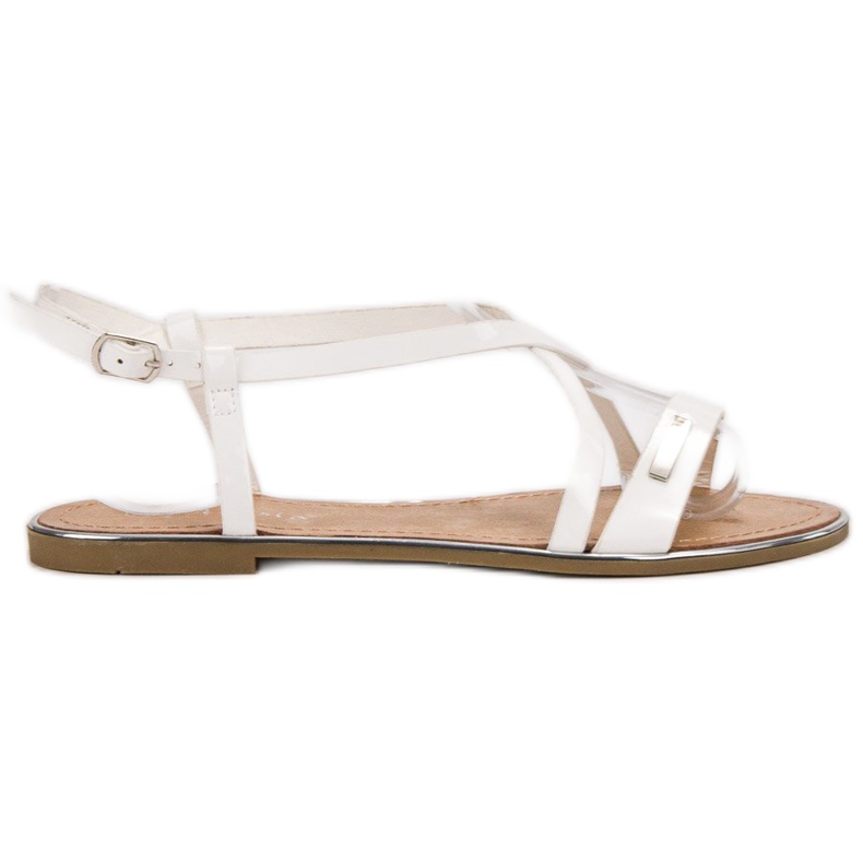 Anesia Paris Lackerade platta sandaler vit