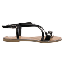 Anesia Paris Lackerade platta sandaler svart